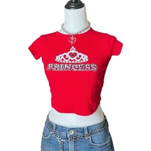 early 2000s red “Princess” graphic baby tee